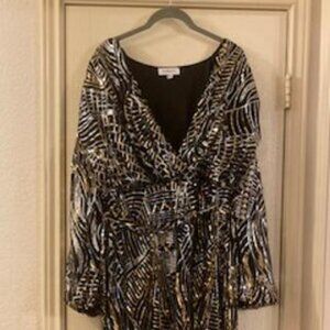 (NWOT) FAERIESTY Sparkly Dress (Black-Silver-Gold)